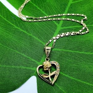 Heart With Rose Necklace